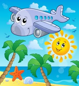 Image with airplane theme - illustration. Stock Illustration