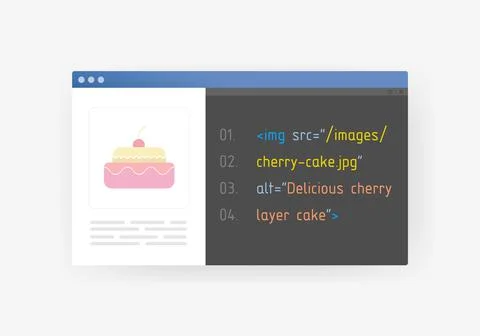 Image alt tag and title text concept. SEO optimize images for better rankings in Stock Illustration