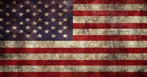 Image of American flag with distressed pattern moving in repetition in seamless Stock Photos