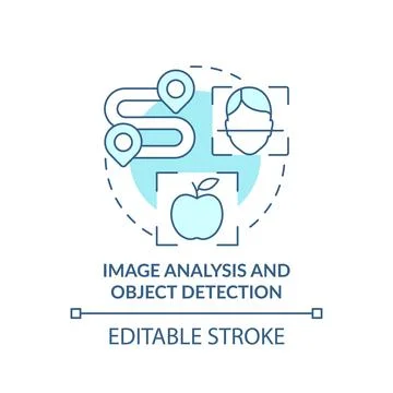 Image analysis and object detection turquoise concept icon Stock Illustration