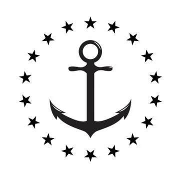 Image of anchor in star round Stock Illustration