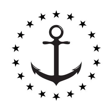 Image of anchor in star round. Image of anchor in round of stars. Vector i... Fotos de archivo