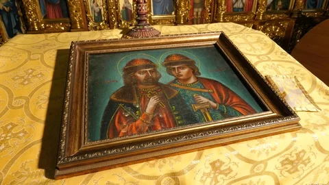 Image of Ancient Princes Boris and Gleb Cathedral Theodosius Day Chernihiv Stock Footage 71641441