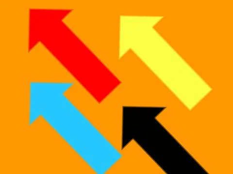 Image of arrows lined up with an orange background Stock Illustration