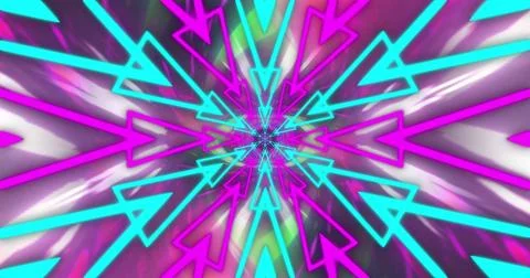 Image of arrows moving in seamless loop over light trails Illustrazione stock