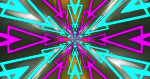 Image of arrows moving in seamless loop over light trails Stock Illustration
