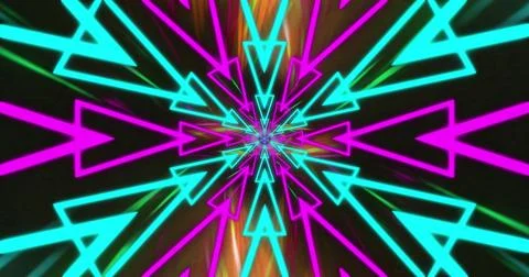 Image of arrows moving in seamless loop over light trails イラスト素材