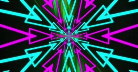 Image of arrows moving in seamless loop over light trails Illustrazione stock