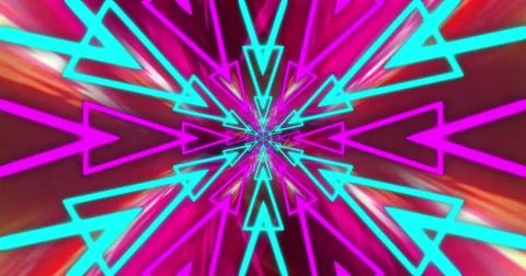 Image of arrows moving in seamless loop over light trails Illustrazione stock