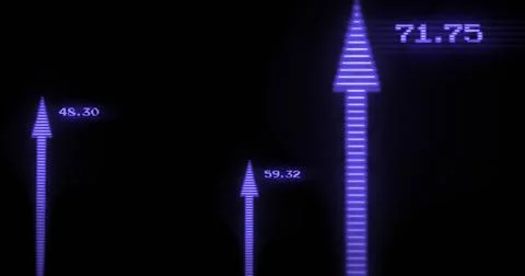 Image of arrows with numbers on black background Stock Illustration