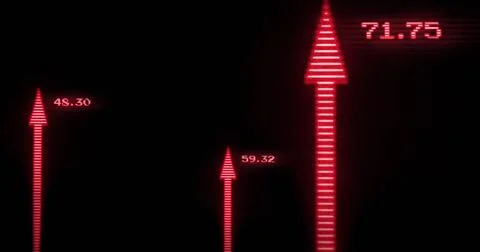 Image of arrows with numbers on black background Stock Illustration