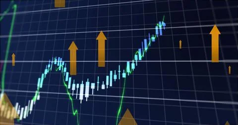 Image of arrows over financial data processing Stock Illustration