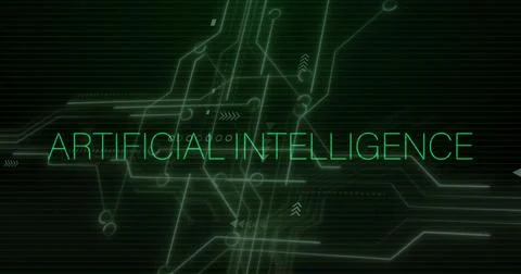 Image of artificial intelligence text over data processing Foto stock