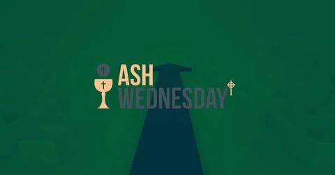 Image of ash wednesday text over arrow and green shapes Ilustración de archivo