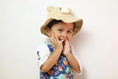 Image of asian boy posing on a white background Stock Photos