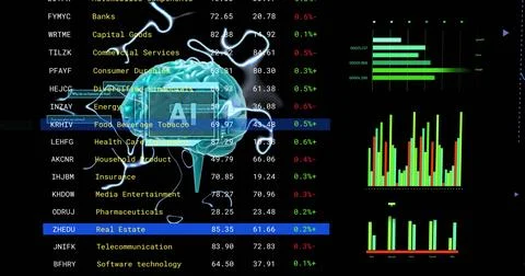 Image of ati text, brain and data processing 스톡 사진