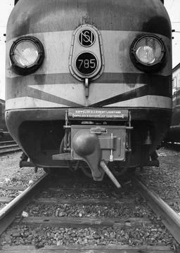 Image of the automatic coupling of the Electric train set no. 785 (Plan P,... Stock Photos