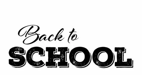 Image of back to school black text on white background Stock Illustration
