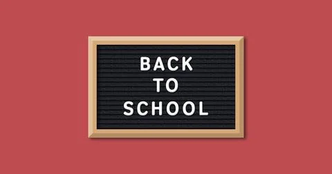 Image of back to school on board over red background Stockillustratie