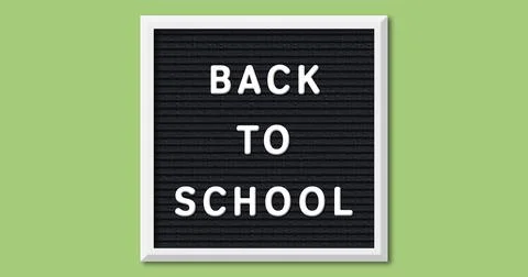 Image of back to school on board over green background Stock Illustration