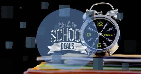 Image of back to school text over school items イラスト素材