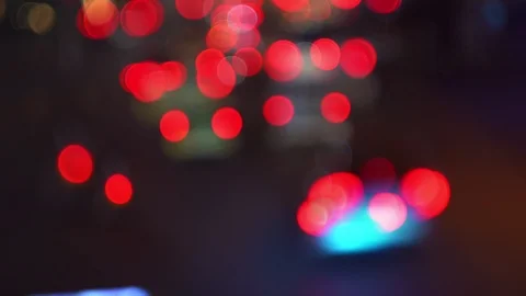Image of background defocusing the light car at night. Stock Footage 94750914