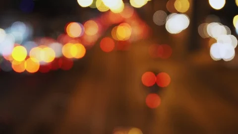 Image of background defocusing the light car at night. 4K Video stock 107129953