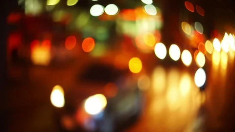 Image of background defocusing the light car at night. 4K Stock Footage 122379000