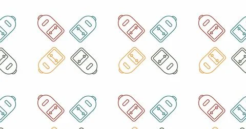 Image of backpack icons pattern on white background Stock Illustration