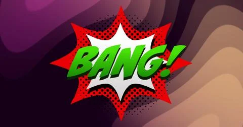 Image of bang text on retro speech bubble and patterned background Stock Illustration