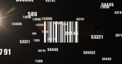 Image of bar code over data processing on black background Stock Illustration