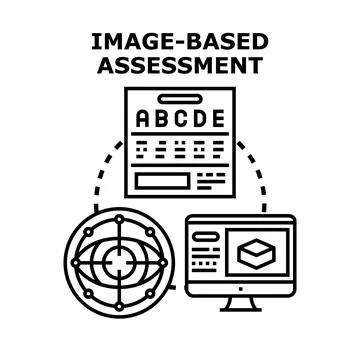 Image based assessment vector concept evaluating visual data Illustrazione stock