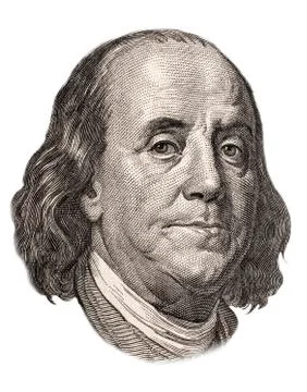 The image of Benjamin Franklin stylized dollar bill on a white background Stock Illustration