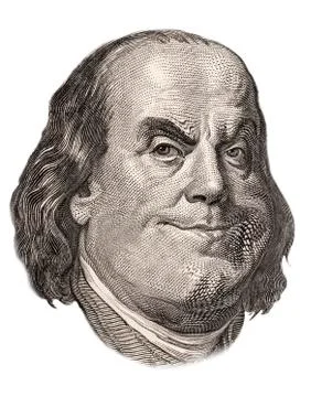 The image of Benjamin Franklin stylized dollar bill on a white background Stock Illustration