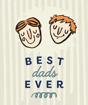 Image of best dads ever text and faces with pattern on cream background Stock Illustration