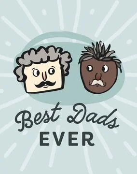 Image of best dads ever text with faces pattern on blue background Stock Illustration