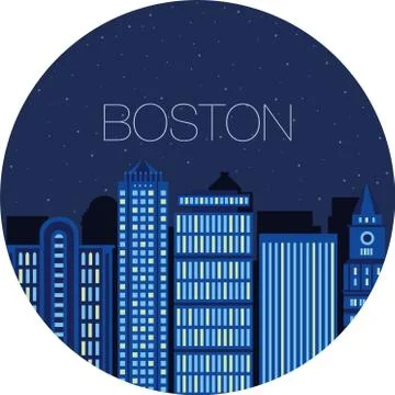The image of the big city inside  circle Stock Illustration