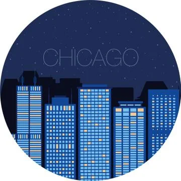 The image of the big city inside  circle Stock Illustration