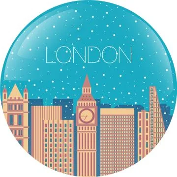 The image of the big city inside  circle Stock Illustration