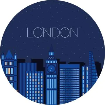 The image of the big city inside  circle Stock Illustration