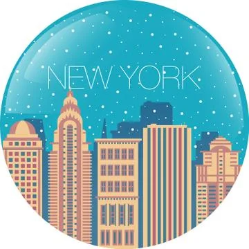 The image of the big city inside  circle Stock Illustration