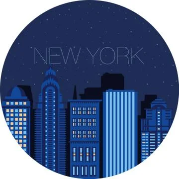 The image of the big city inside  circle Stock Illustration