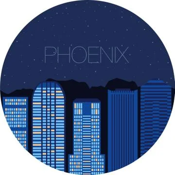 The image of the big city inside  circle Stock Illustration