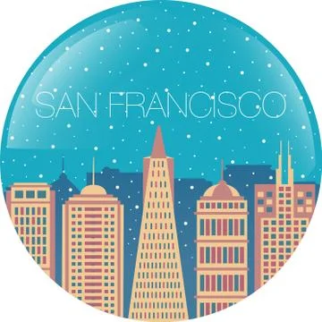 The image of the big city inside  circle Stock Illustration