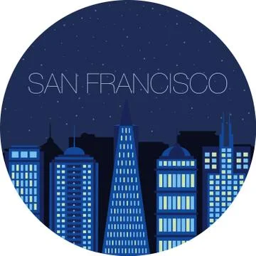 The image of the big city inside  circle Stock Illustration