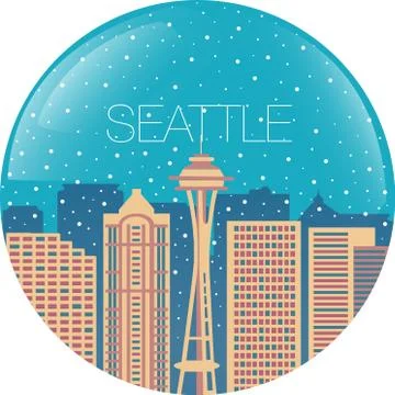 The image of the big city inside  circle Stock Illustration