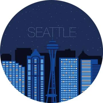 The image of the big city inside  circle Stock Illustration