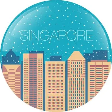 The image of the big city inside  circle Stock Illustration