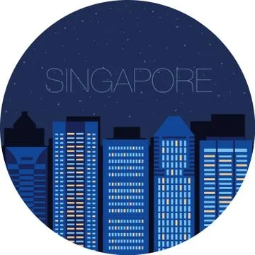 The image of the big city inside  circle Stock Illustration