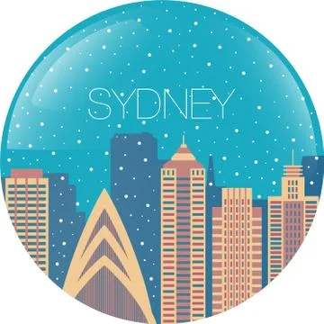 The image of the big city inside  circle Stock Illustration